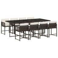 Градински трапезен комплект възглавници 9 части кафяв полиратан