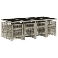 Градински комплект от 13части с възглавници светлосив полиратан