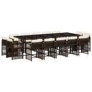 Градински комплект с възглавници 15 части кафяв полиратан