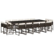 Градински комплект с възглавници 15 части кафяв полиратан