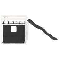 Двуетажно легло с пързалка и завеси, бяло и черно, 90x190 см