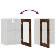 Висящ стъклен шкаф "Lyon", опушен дъб, 40x31x60 см, инженерно дърво