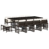 Външен трапезен комплект 13 части с възглавници кафяв полиратан