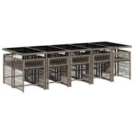 Градински комплект с възглавници 11 части сив полиратан