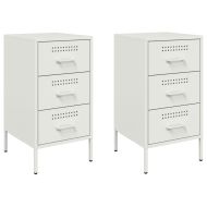 Нощни шкафчета, 2 бр, бели, 36x39x68 см, стомана