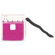 Двуетажно легло с пързалка и завеси, синьо, 90x190 см