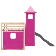 Двуетажно легло с пързалка и завеси, синьо, 90x190 см