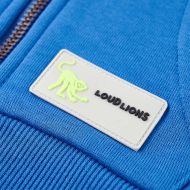 Детски суитшърт с качулка и цип, син, 128