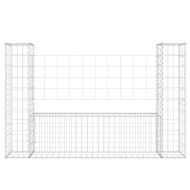 U-образна габионна кошница с 2 стълба, желязо, 140x20x100 см