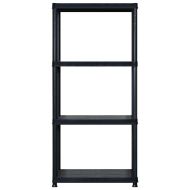 Стелаж за съхранение с 4 рафта черен 183x30,5x130 см пластмаса