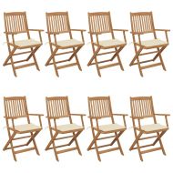 Сгъваеми градински столове, 8 бр, с възглавници, акация масив