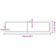 Плот за маса тъмнокафяв 160x40x(2-4) см обработен масивен дъб