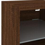 Стенен ТВ шкаф с LED осветление, кафяв дъб, 30x28,5x30 см