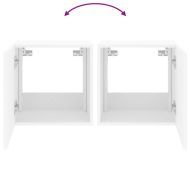 Стенен ТВ шкаф с LED осветление, бял, 40,5x35x40 см