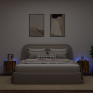 Стенни ТВ шкафове с LED лампи, 2 бр, опушен дъб, 40,5x35x40 см