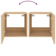 Стенни ТВ шкафове с LED лампи, 2 бр, сонома дъб, 40,5x35x40 см