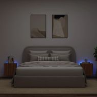 Стенни ТВ шкафове с LED лампи, 2 бр, кафяв дъб, 40,5x35x40 см