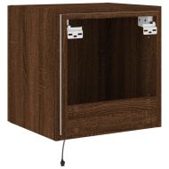 Стенни ТВ шкафове с LED лампи, 2 бр, кафяв дъб, 40,5x35x40 см
