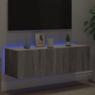 Стенен ТВ шкаф с LED осветление, сив сонома, 100x35x31 см