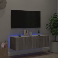 Стенен ТВ шкаф с LED осветление, сив сонома, 100x35x31 см