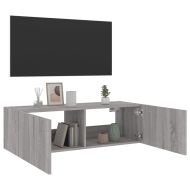 Стенен ТВ шкаф с LED осветление, сив сонома, 100x35x31 см