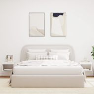 Нощни шкафчета с LED осветление, за стенен монтаж, 2 бр, бели