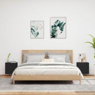 Стенни ТB шкафове, 2 бр, черни, 40,5x30x40 см, инженерно дърво