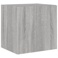 Стенен ТВ шкаф с LED осветление, сив сонома, 40,5x35x40 см