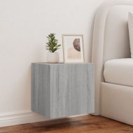 Стенен ТВ шкаф с LED осветление, сив сонома, 40,5x35x40 см