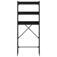 Рафт за пералня, черен, 67x25x163 см, инженерно дърво