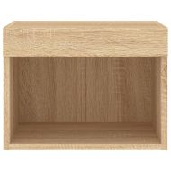 Нощни шкафчета с LED осветление, стенни, 2 бр, сонома дъб