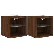 Стенни ТВ шкафове с LED лампи, 2 бр, кафяв дъб, 30x28,5x30 см