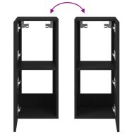 Стенен ТВ шкаф с LED осветление, черен, 30,5x35x70 см