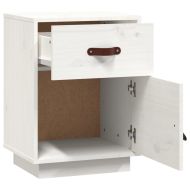 Нощни шкафчета, 2 бр, бели, 40x34x55 см, борово дърво масив