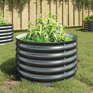 Градинска висока леха 80x80x44 см поцинкована стомана сива