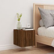 Стенен ТВ шкаф с LED осветление, кафяв дъб, 30,5x35x30 см