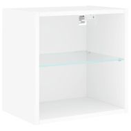 Нощни шкафчета с LED осветление, за стенен монтаж, 2 бр, бели