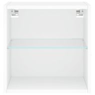 Нощни шкафчета с LED осветление, за стенен монтаж, 2 бр, бели