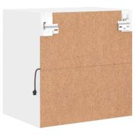 Нощни шкафчета с LED осветление, за стенен монтаж, 2 бр, бели