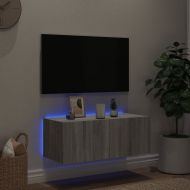 Стенен ТВ шкаф с LED осветление, сив сонома, 80x35x31 см