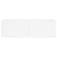 Стенен ТВ шкаф с LED осветление, бял, 100x35x31 см