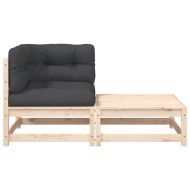 Градински ъглов диван с възглавници и табуретка за крака