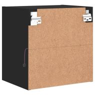 Нощно шкафче с LED осветление, черен, за стенен монтаж