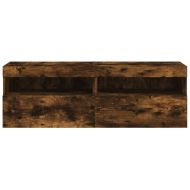 Стенни ТВ шкафове с LED лампи, 2 бр, опушен дъб, 60x30x40 см