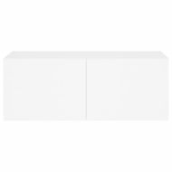 Стенен ТВ шкаф с LED осветление, бял, 80x35x31 см