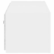 Стенен ТВ шкаф с LED осветление, бял, 80x35x31 см