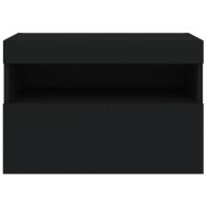Стенен ТВ шкаф с LED осветление, черен, 60x30x40 см