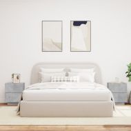 Нощни шкафчета с LED, 2 бр, бетонно сиво, инженерна дървесина