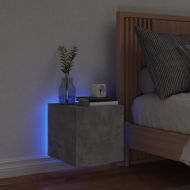 Стенен ТВ шкаф с LED осветление, бетонно сив, 30,5x35x30 см