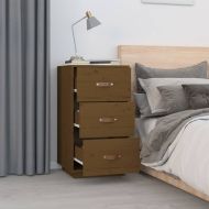 Нощно шкафче, меденокафяво, 40x40x75 см, борово дърво масив